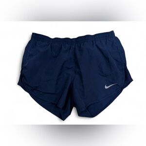 Nike Women's Dark Navy Athletic Shorts with Silver Swoosh